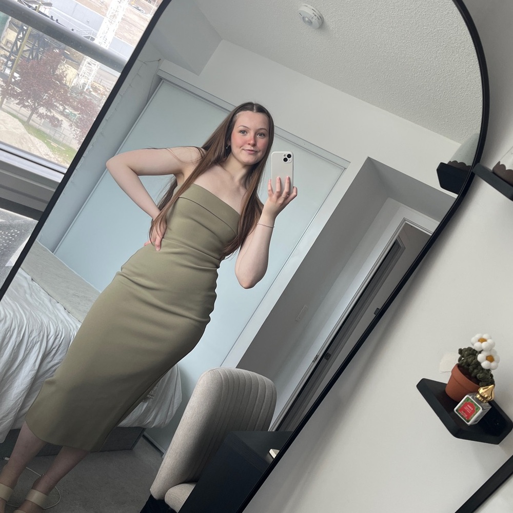 ARITZIA BABATON | FigureKnit Eyecatcher Dress Sundried Olive Small